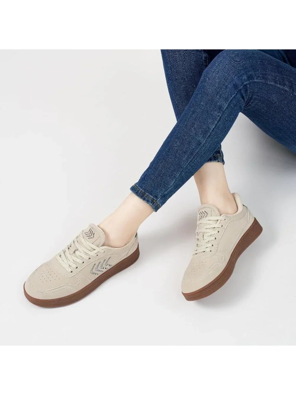 Women's Beige Lightweight Slip On Comfortable Chic Color Casual Fashion Sneaker